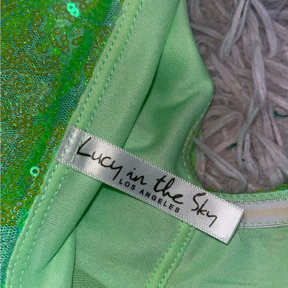 lucy in the sky green sequin cutout one shoulder mini dress - Picture 5 of 6